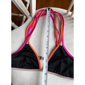 Victoria’s Secret Black Bikini with Pink, Orange, and Beige Trim